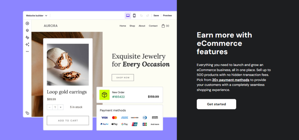 hostinger website builder: eCommerce Functionality